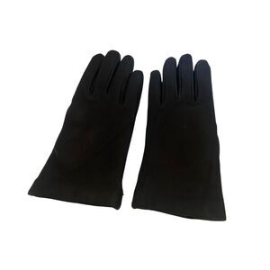 Liz Claiborne Women’s Black Leather Driving Gloves Wool Lined Size 7